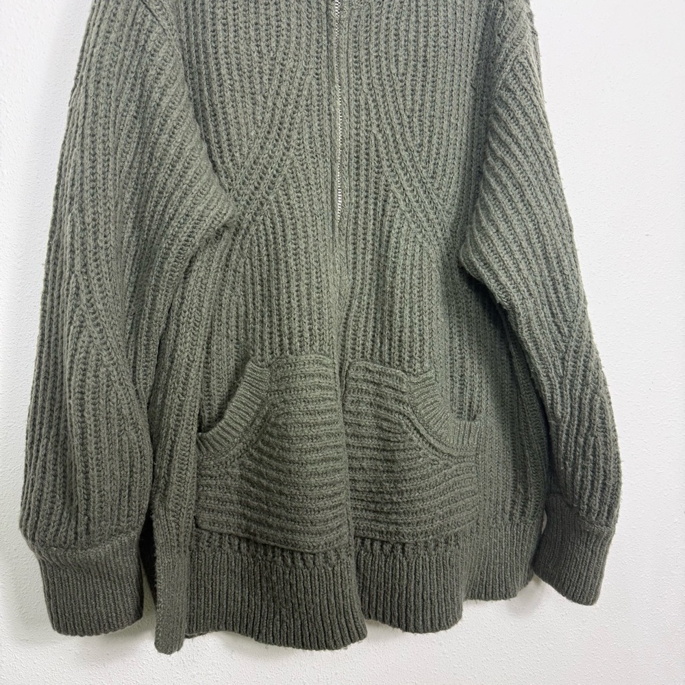 Anthropologie Pilcro Zip Front Longline Green Cardigan Sweater Wool Blend Sz 2X - Picture 5 of 16
